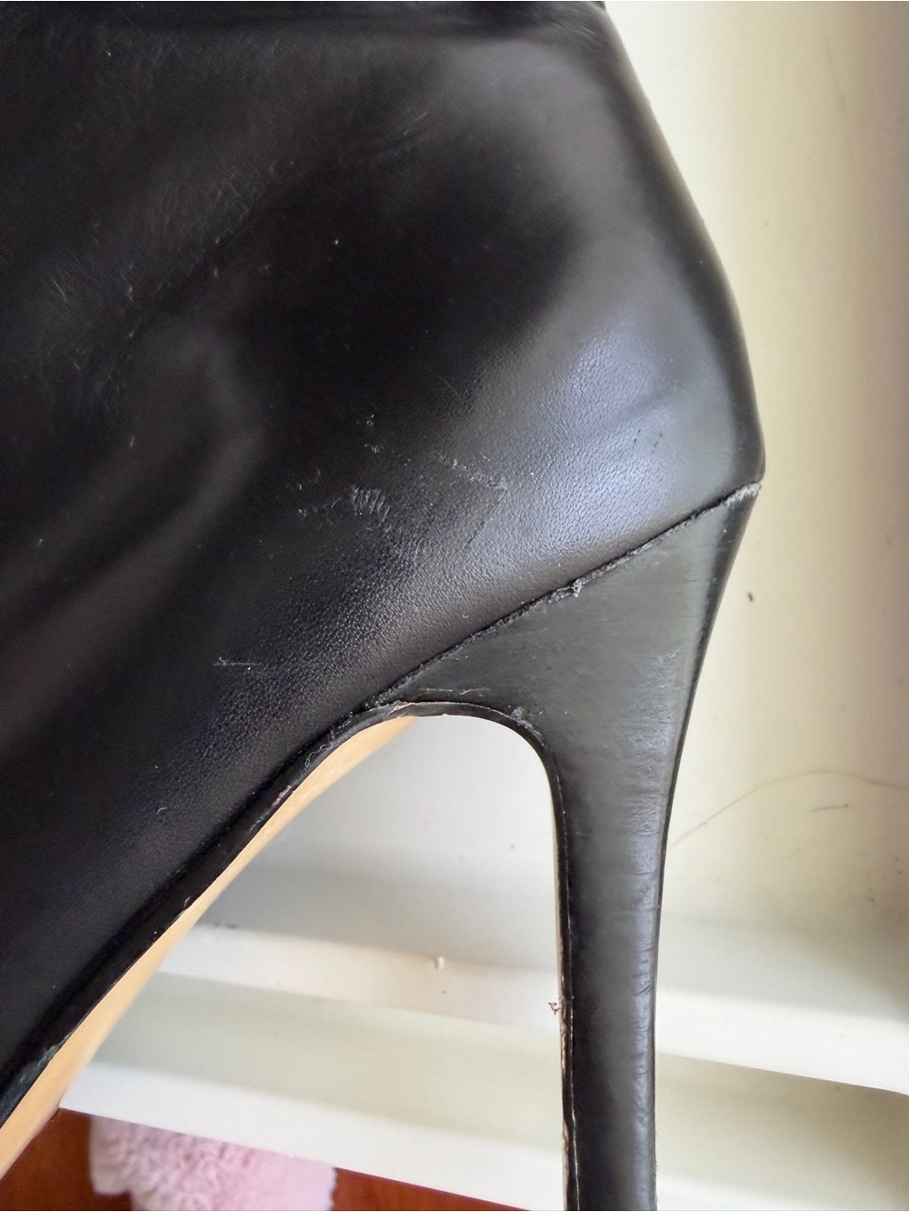 Halogen Black Leather Knee-High Heeled Boots - Picture 7 of 16